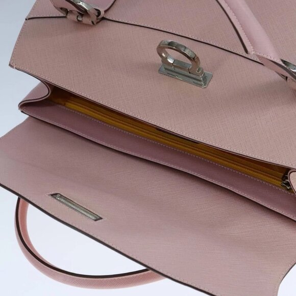Salvatore Ferragamo Gancini Hand Bag Leather Pink Auth 108902V - Picture 11 of 16